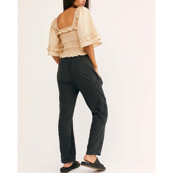 Free People Feelin Good Utility Pull-On Pants / Washed Black - Picture 2 of 10